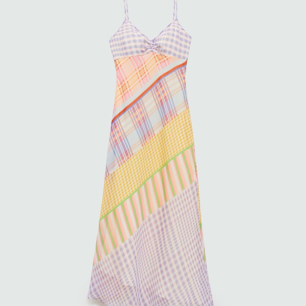 Printed patchwork colorful vintageesque midi/maxi dress MANGO